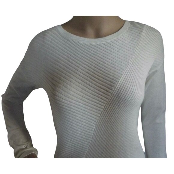 Express Sweater Womens Size Small (S 4-6)Ivory Long Asymmetrical Hi Lo Hem Tunic - Picture 6 of 12